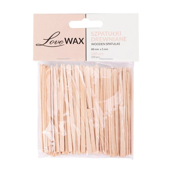 LoveWax mini vienreizlietojamas koka lāpstiņas depilācijai, 100 gab.