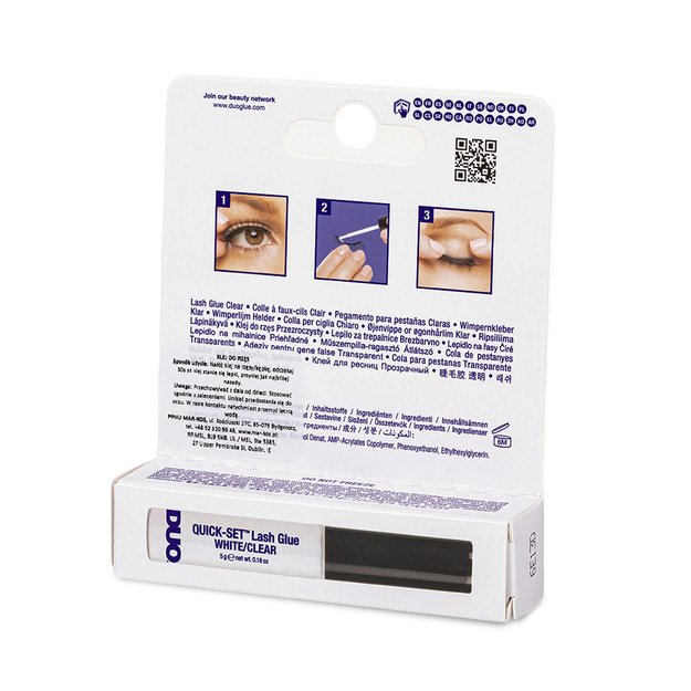 Ardell Duo Quick-Set WhiteClear līme mākslīgajām skropstām, balta, pēc nožūšanas caurspīdīga, 5 g