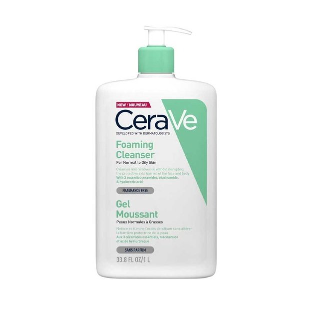 CeraVe Foaming Cleanser putojošs sejas attīrīšanas gels normālai un taukainai ādai 1000 ml