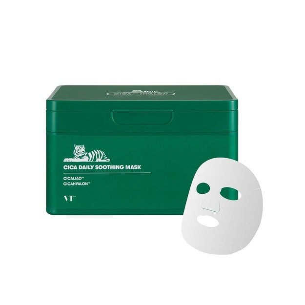 VT Cosmetics Cica Daily Soothing ikdienas nomierinošās lokšņu sejas maskas, 30 gab.