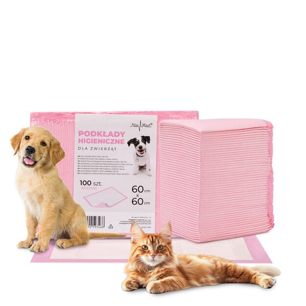 Vienreizlietojami rozā paliktņi 60x60 cm 100 gab