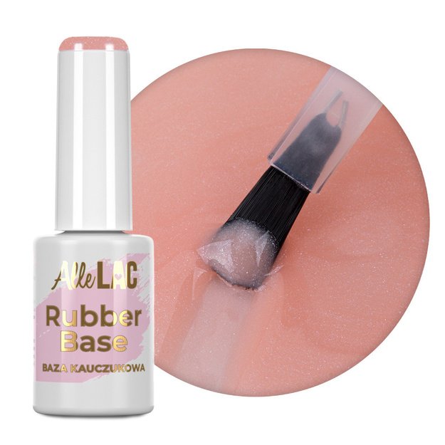AlleLac Peach Bling Nr. 7 kaučuka bāze ar krāsu un mirdzošām daļiņām HEMADi-HEMA Free, 7 g