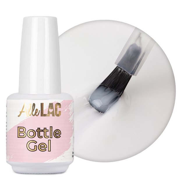 AlleLac Bottle Gel Milky Elegance vienfāzes būvgēls nagiem pudelītē ar otiņu, 15 g