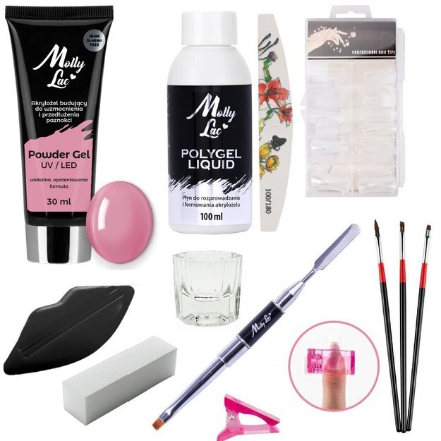 Rinkinys nagų priauginimui Polygel French Pink