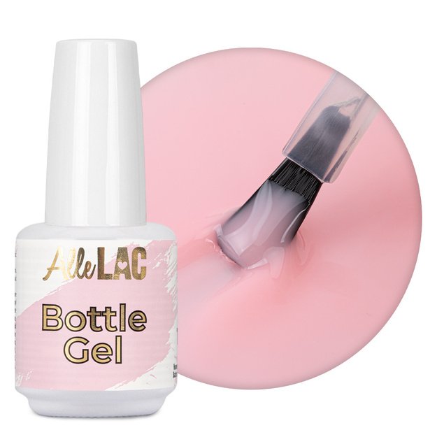 AlleLac Bottle Gel Misty Rose vienfāzes būvgēls nagiem pudelītē ar otiņu, 15 g