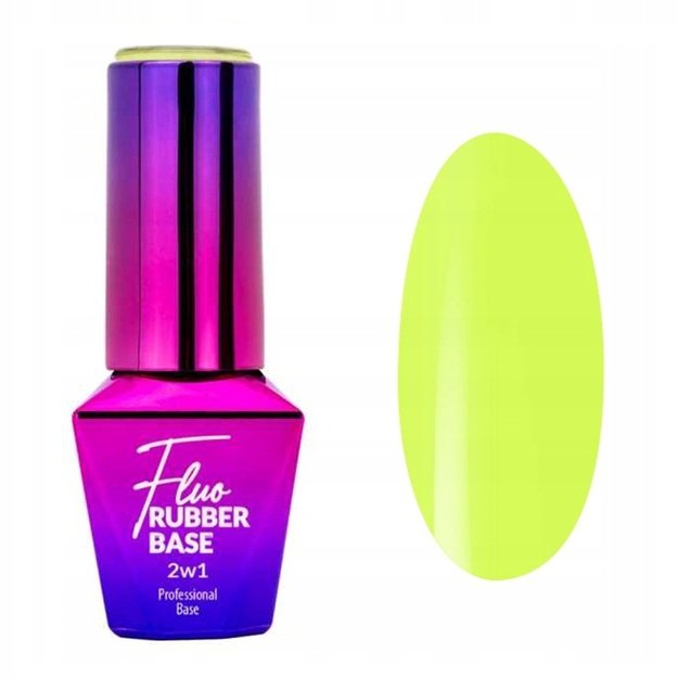 MollyLac Fluo Rubber Base №2 Cool Swirl каучуковая база 2 в 1, 10 мл