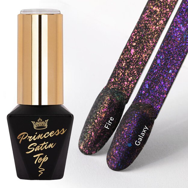 Gelinio nagų lako viršutinis sluoksnis Molly Nails Princess Satin Top Galaxy, 10 g