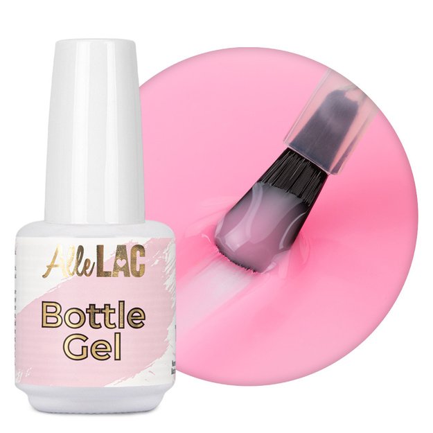 AlleLac Bottle Gel Candy Pink vienfāzes būvgēls nagiem pudelītē ar otiņu, 15 g