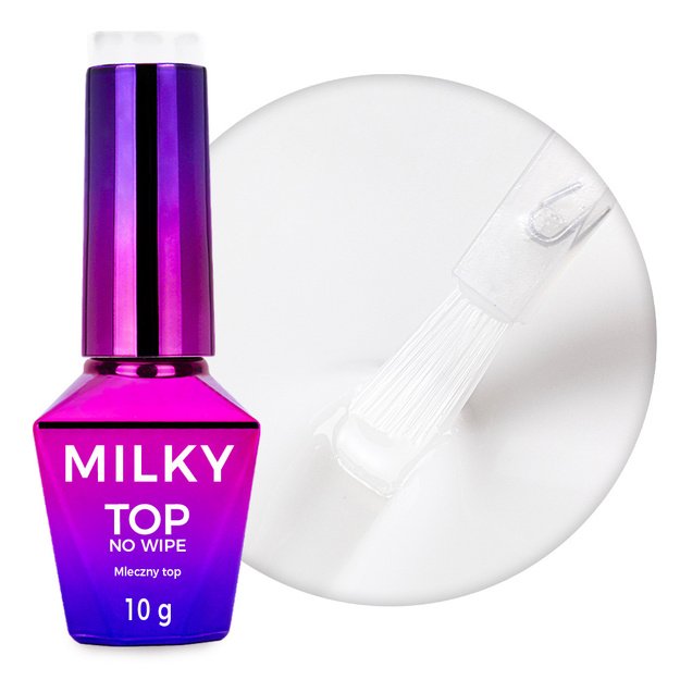 Top Milky MollyNails – pienains no wipe nagu tops Cream White, HEMA/Di-HEMA Free, 10 g