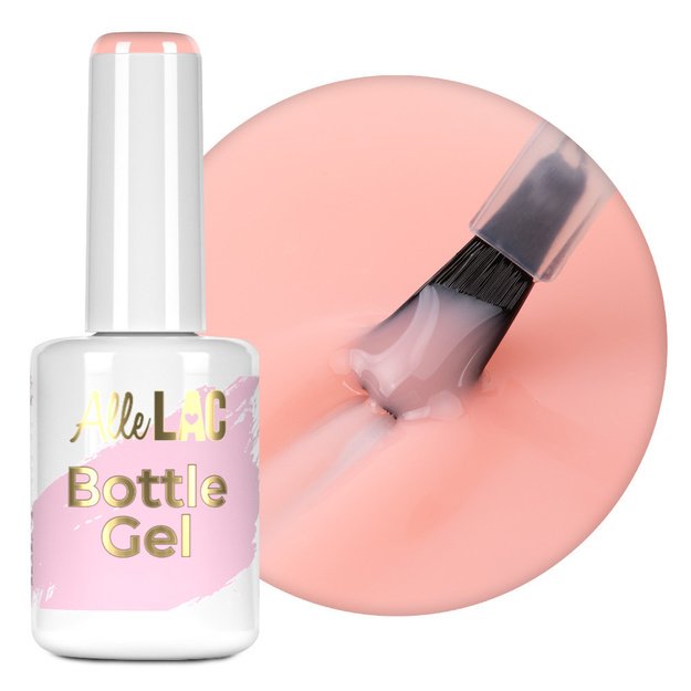 AlleLac Bottle Gel Peachy Pink vienfāzes pašizlīdzinošs gēls nagiem ar otiņu, 15 g