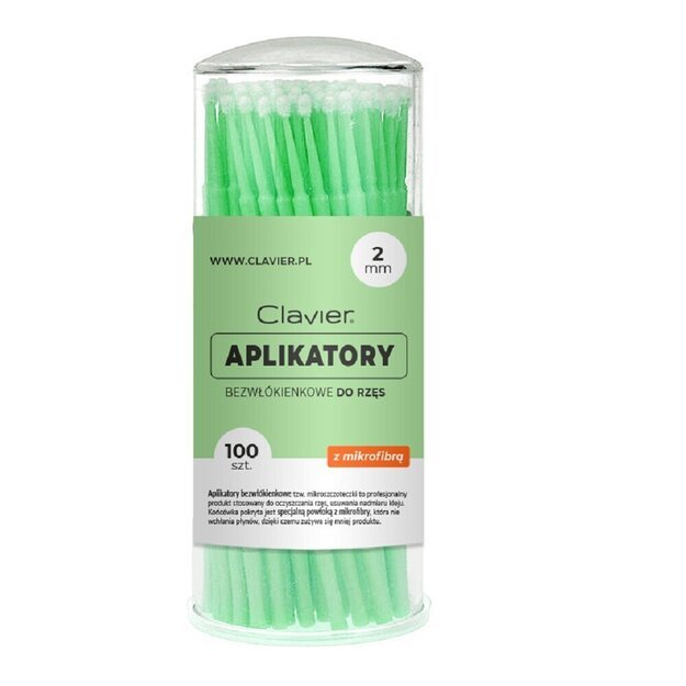 Aplikatoriai be pluošto blakstienoms Clavier, 2 mm, 100 vnt