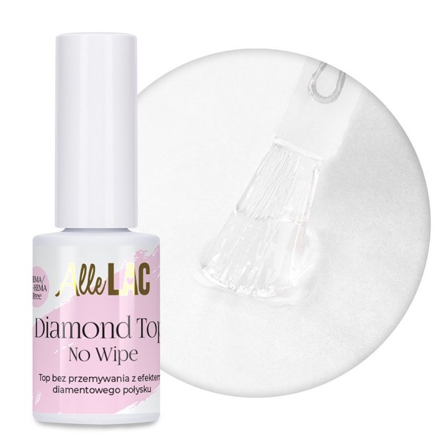 AlleLac Diamond Top No Wipe HEMADi-HEMA Free virskārta nagiem, 7 g