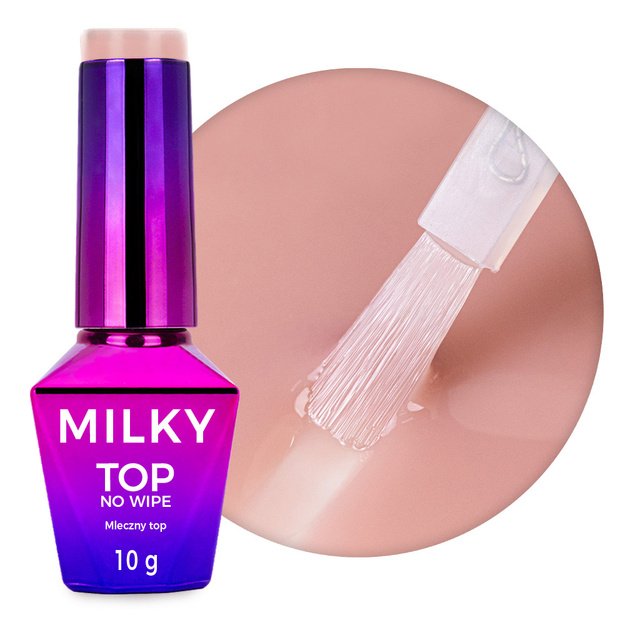 Top Milky MollyNails – pienains no wipe nagu tops Milky Nude, HEMA/Di-HEMA Free, 10 g
